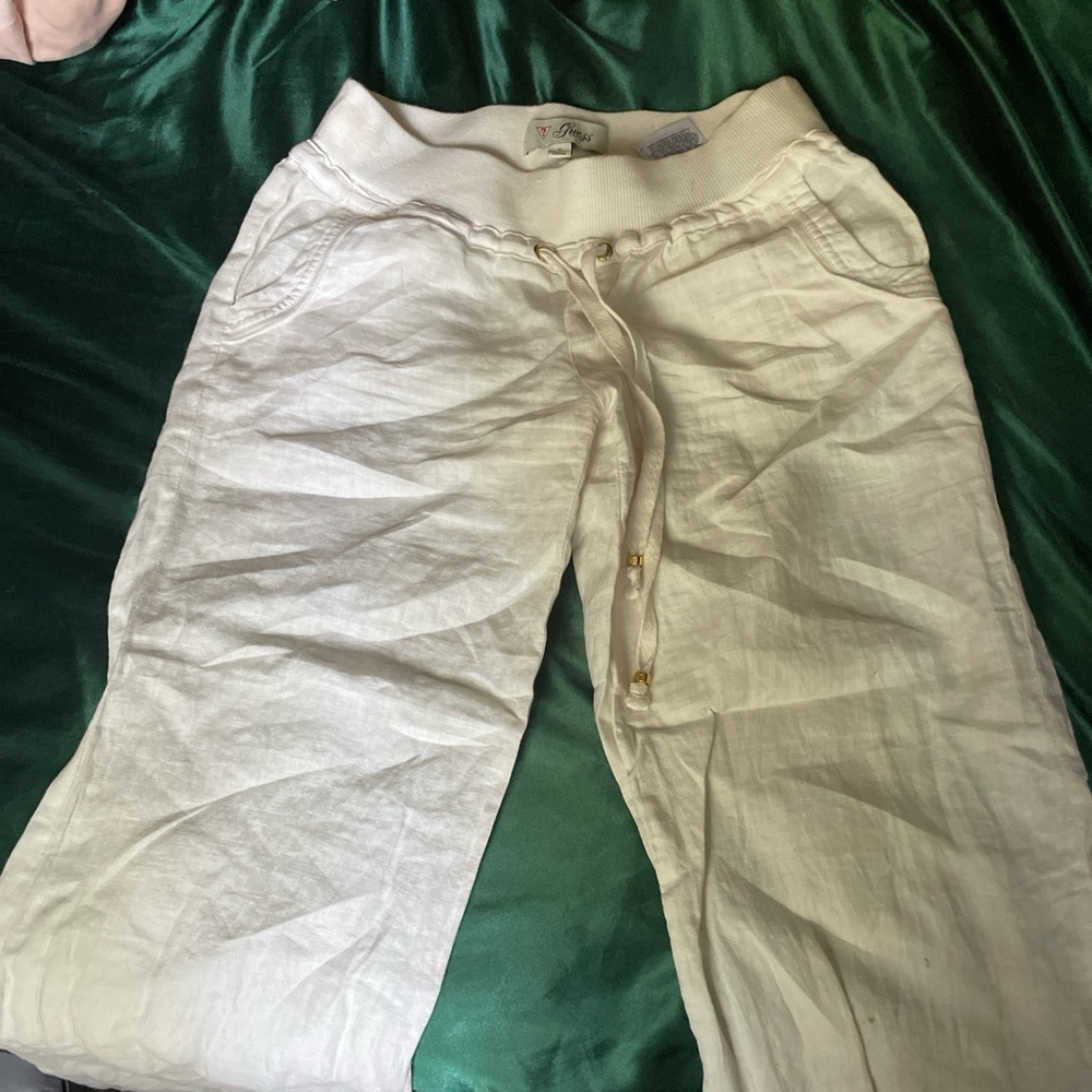 Light beige linen pants with a drawstring waist #linenpants vintage